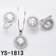 925 Серебряный Роза позолоченный CZ Набор ювелирных изделий (YS-1813. JPG)